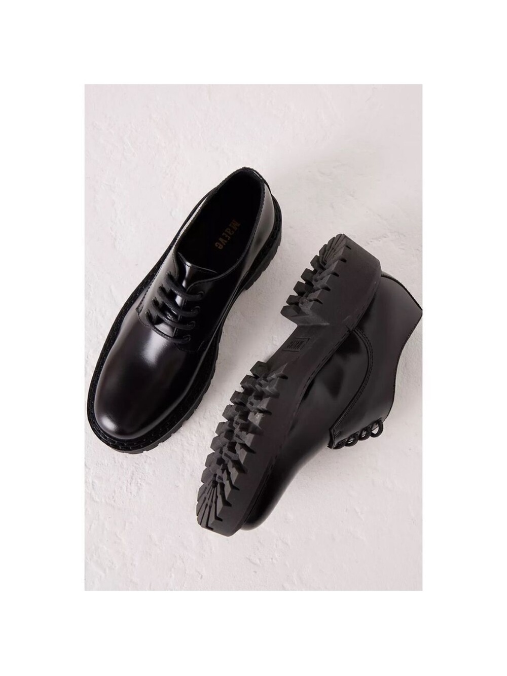 ANTHROPOLOGIE mauve Black Lace-Up chunky Shoes with Lug Sole size 8.5